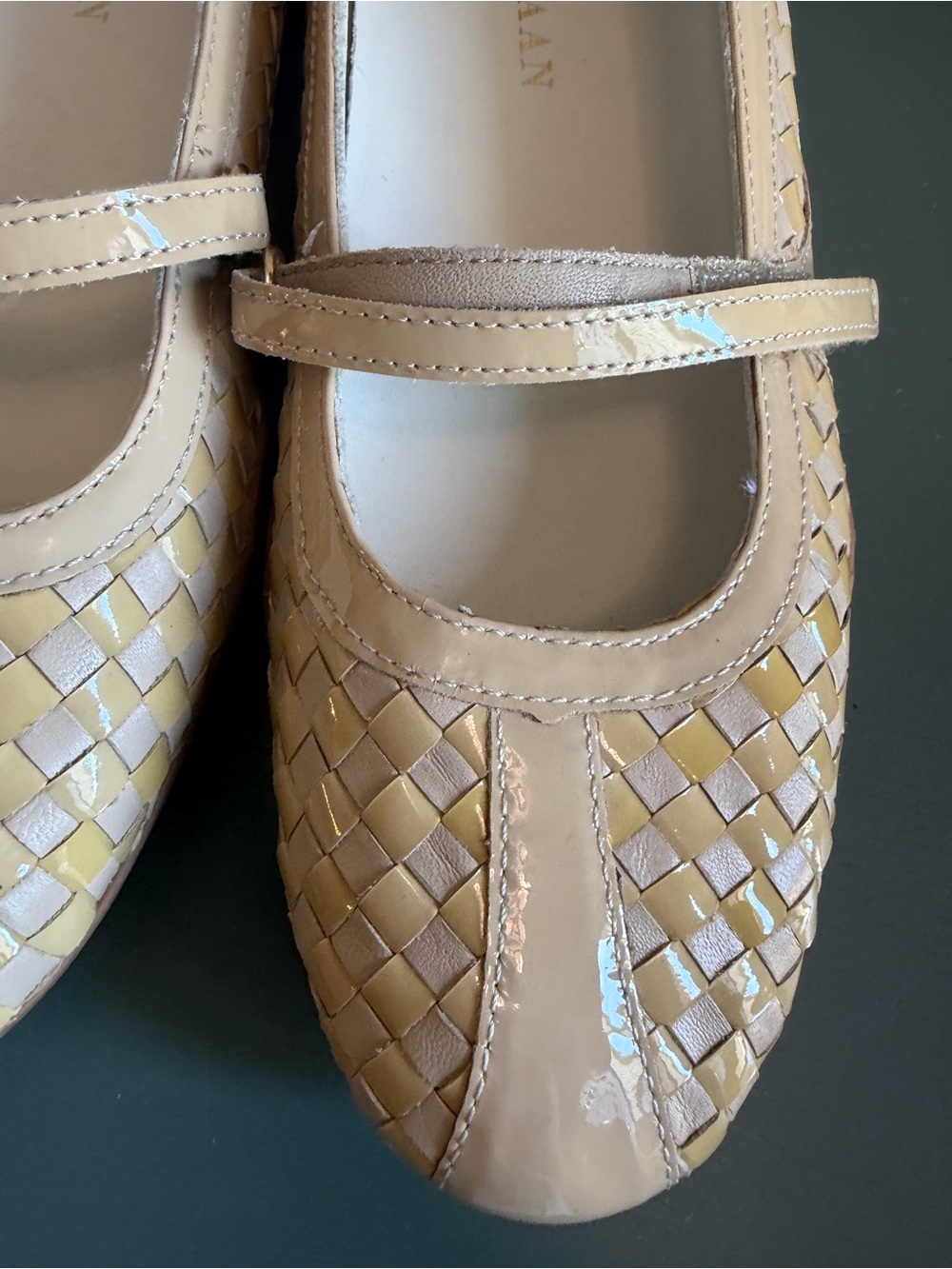 Cole Haan Bria Maryjane Woven Flats Tan Yellow Size 7 - Picture 3 of 6